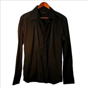 Form Daka Men's dress shirt Black with silver stitching